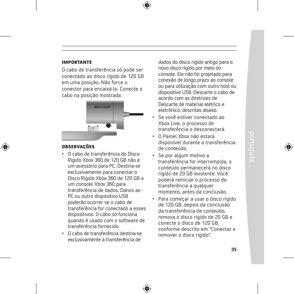 Po rtu gu ês | Microsoft 120 GB Hard Drive User Manual | Page 35 / 44