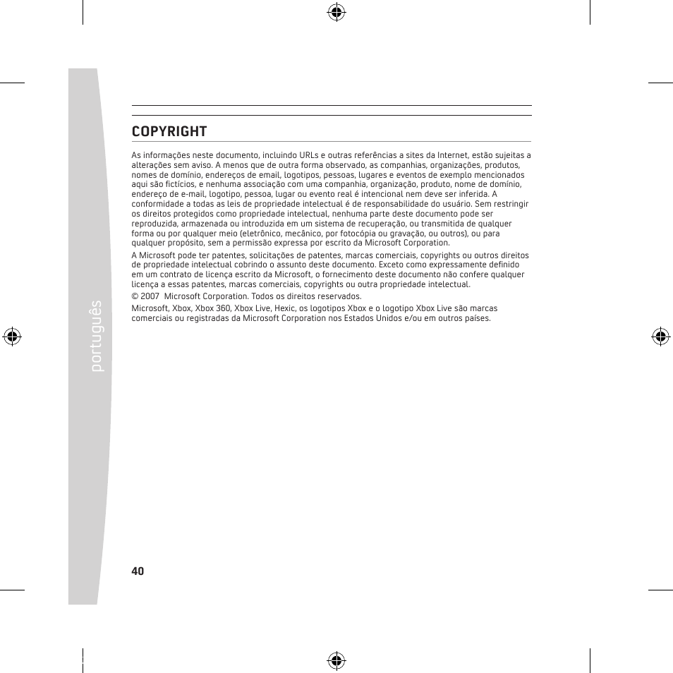 Po rt ug uê s, Copyright | Microsoft 120 GB Hard Drive User Manual | Page 40 / 44
