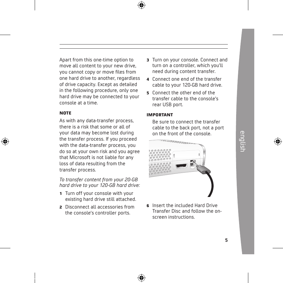 En gli sh | Microsoft 120 GB Hard Drive User Manual | Page 5 / 44