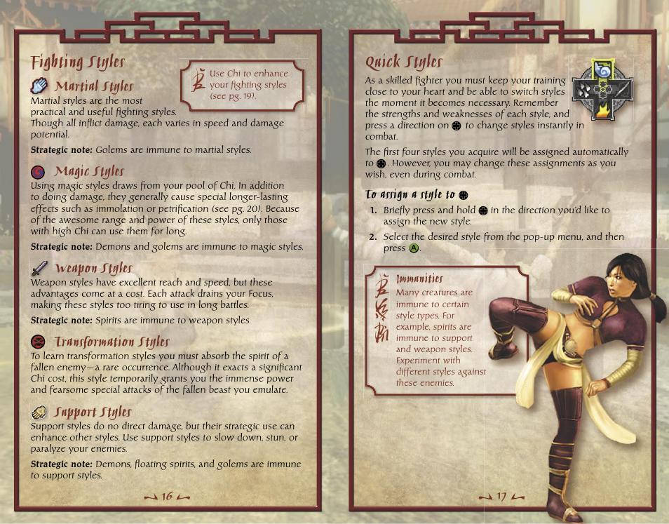 Fighting styles, Quick styles | Microsoft X10-99979 User Manual | Page 10 / 18