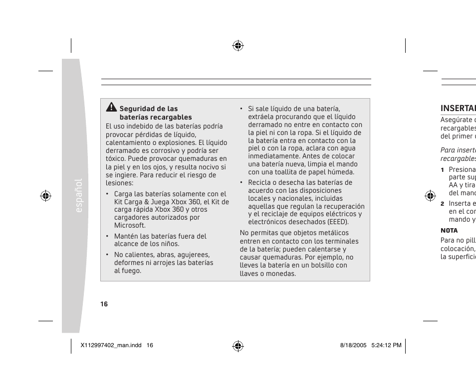 Es pa ño l | Microsoft X11-29974-02 User Manual | Page 16 / 76