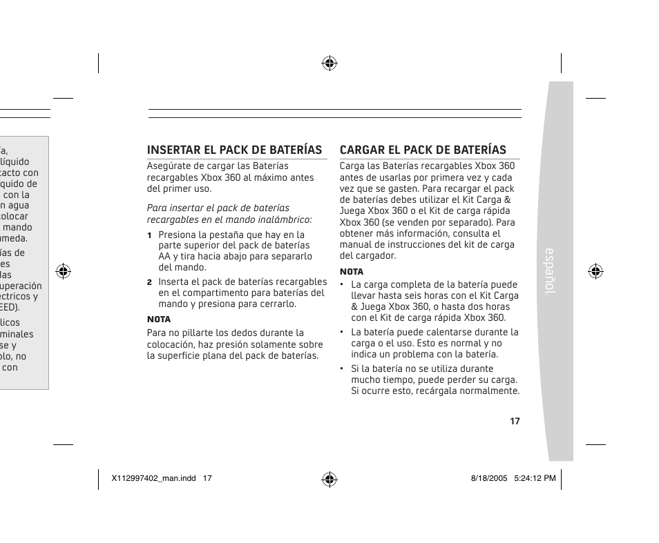 Es pa ño l | Microsoft X11-29974-02 User Manual | Page 17 / 76