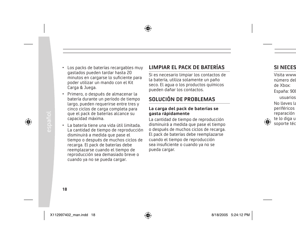 Es pa ño l | Microsoft X11-29974-02 User Manual | Page 18 / 76