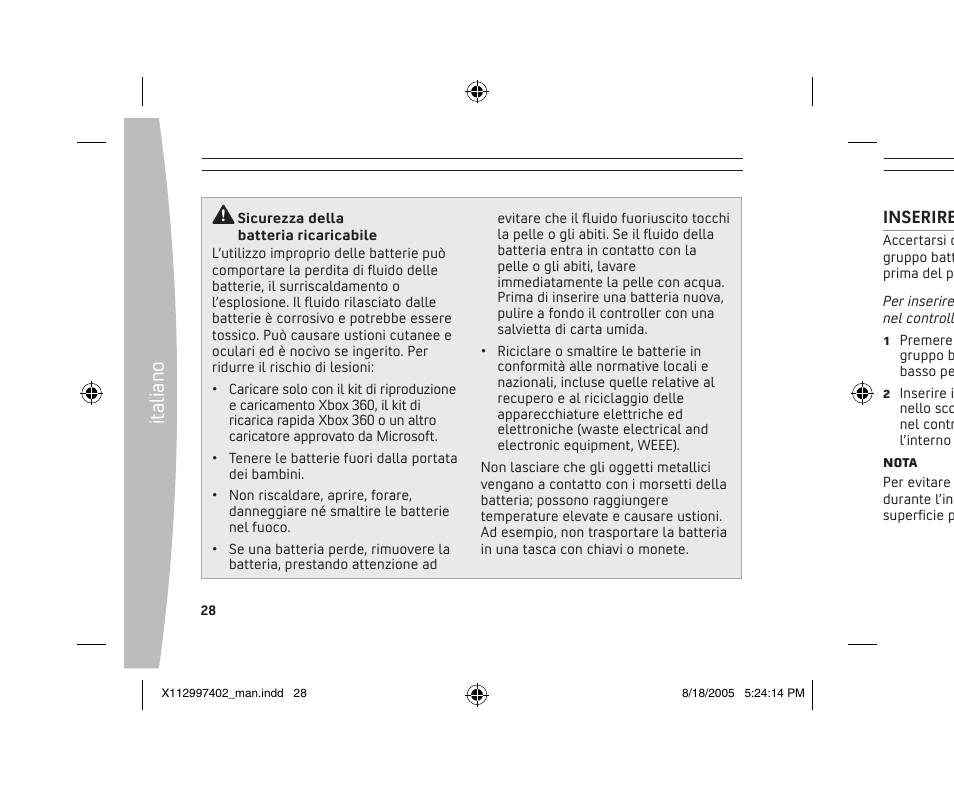 Ita lia no | Microsoft X11-29974-02 User Manual | Page 28 / 76