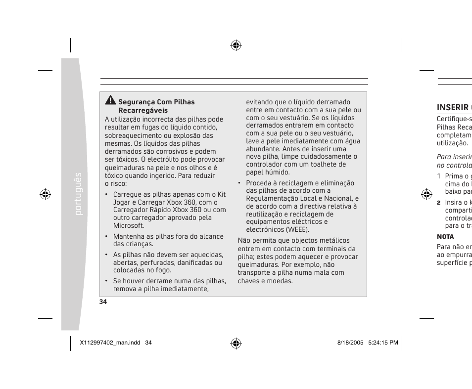 Po rt ug uê s | Microsoft X11-29974-02 User Manual | Page 34 / 76