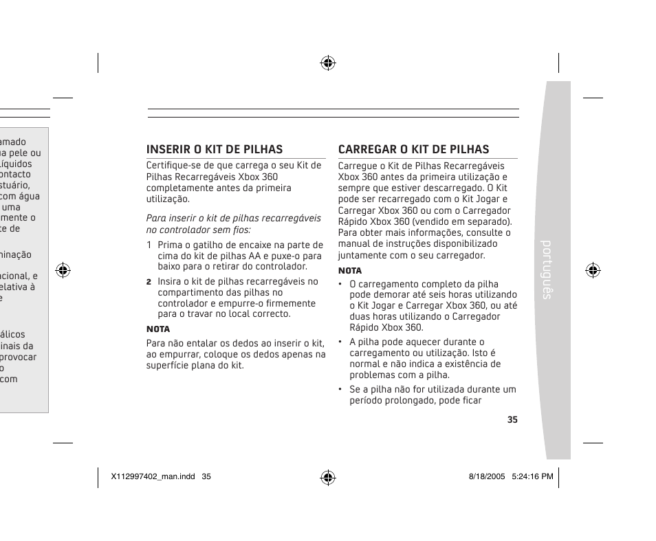 Po rtu gu ês | Microsoft X11-29974-02 User Manual | Page 35 / 76