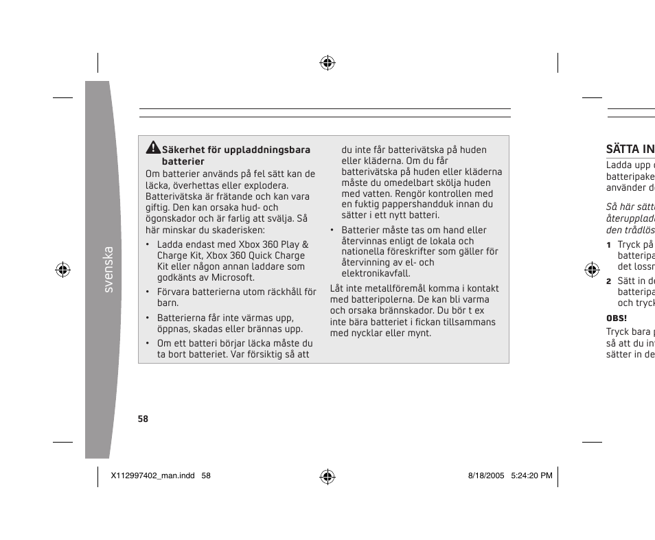 Sv en sk a | Microsoft X11-29974-02 User Manual | Page 58 / 76