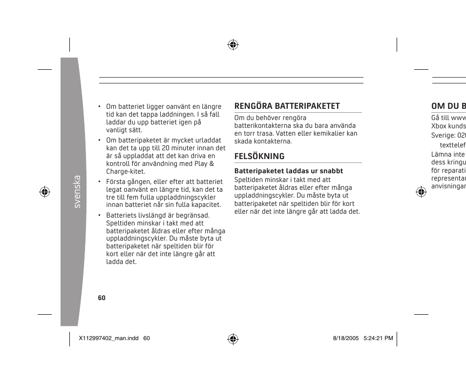 Sv en sk a | Microsoft X11-29974-02 User Manual | Page 60 / 76