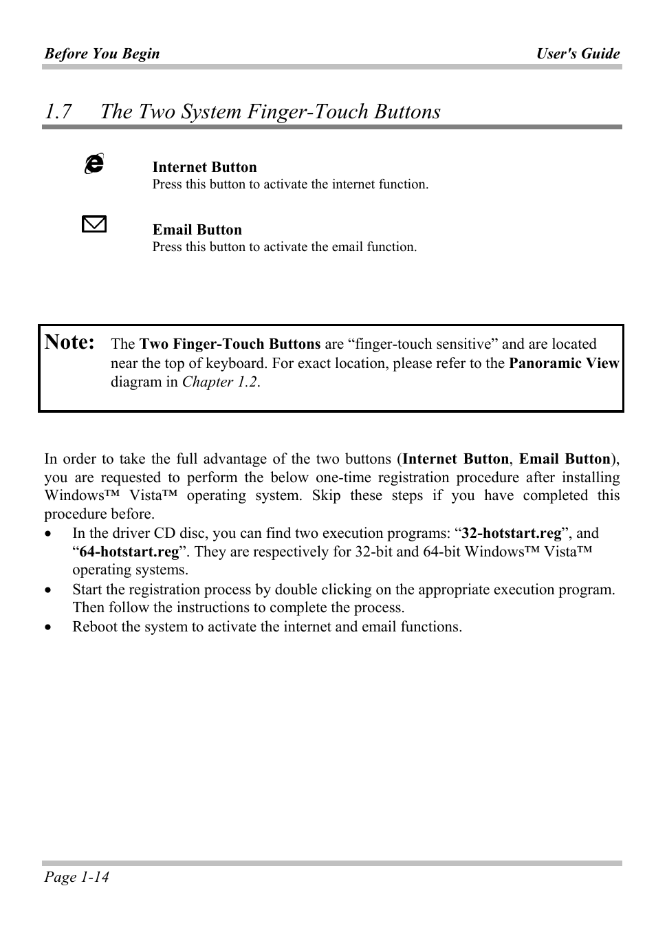 7 the two system finger-touch buttons, Ystem, Inger | Ouch, Uttons | Microsoft W840DI User Manual | Page 20 / 58
