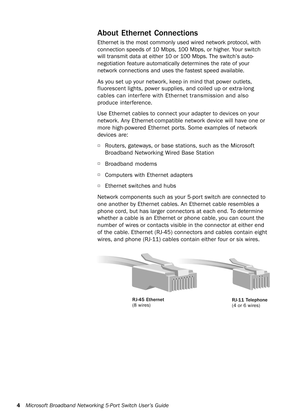 About ethernet connections | Microsoft MN-150 User Manual | Page 8 / 40