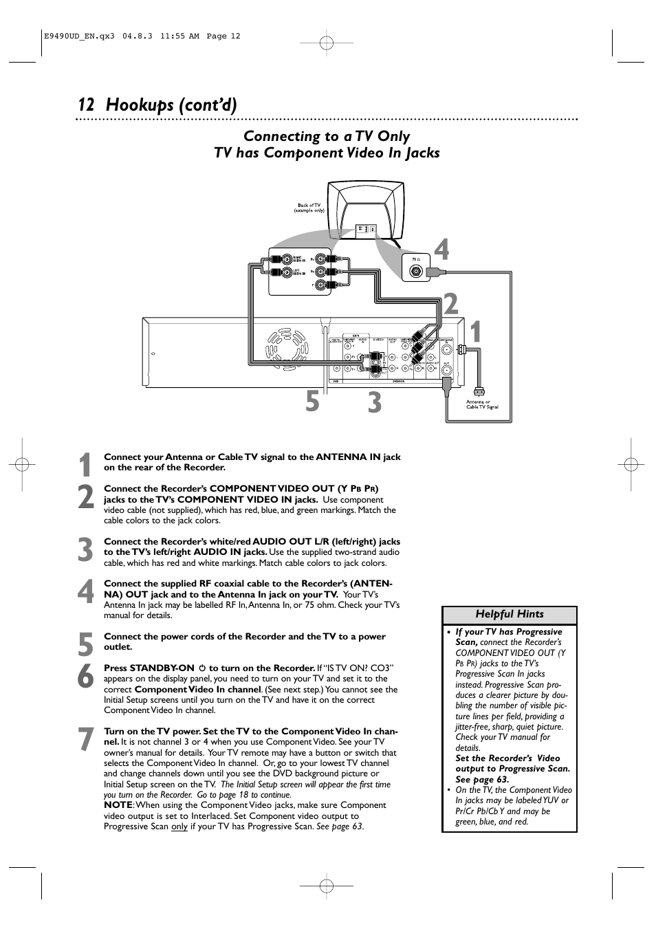 12 hookups (cont’d) | Philips Magnavox MRV700VR User Manual | Page 12 / 90
