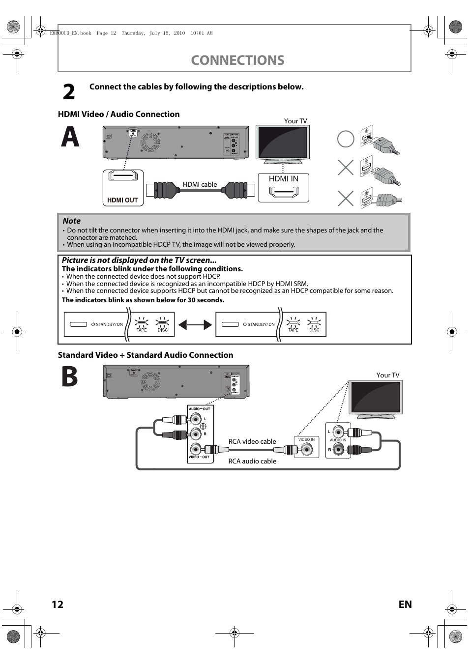 Connections | Philips Magnavox MBP110V/F7 User Manual | Page 12 / 48