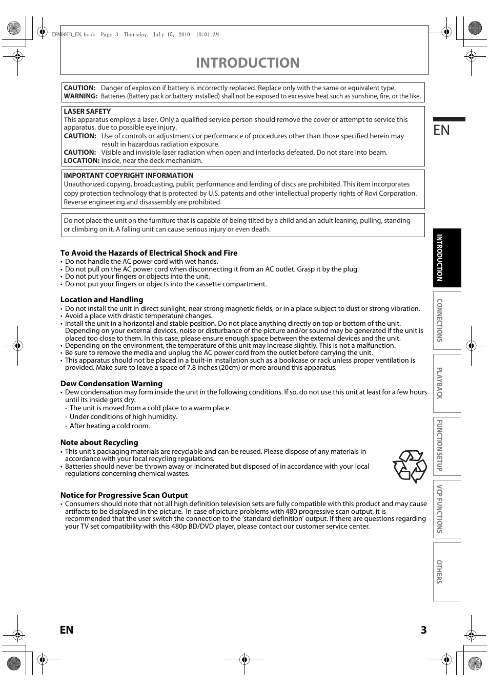 Introduction en | Philips Magnavox MBP110V/F7 User Manual | Page 3 / 48