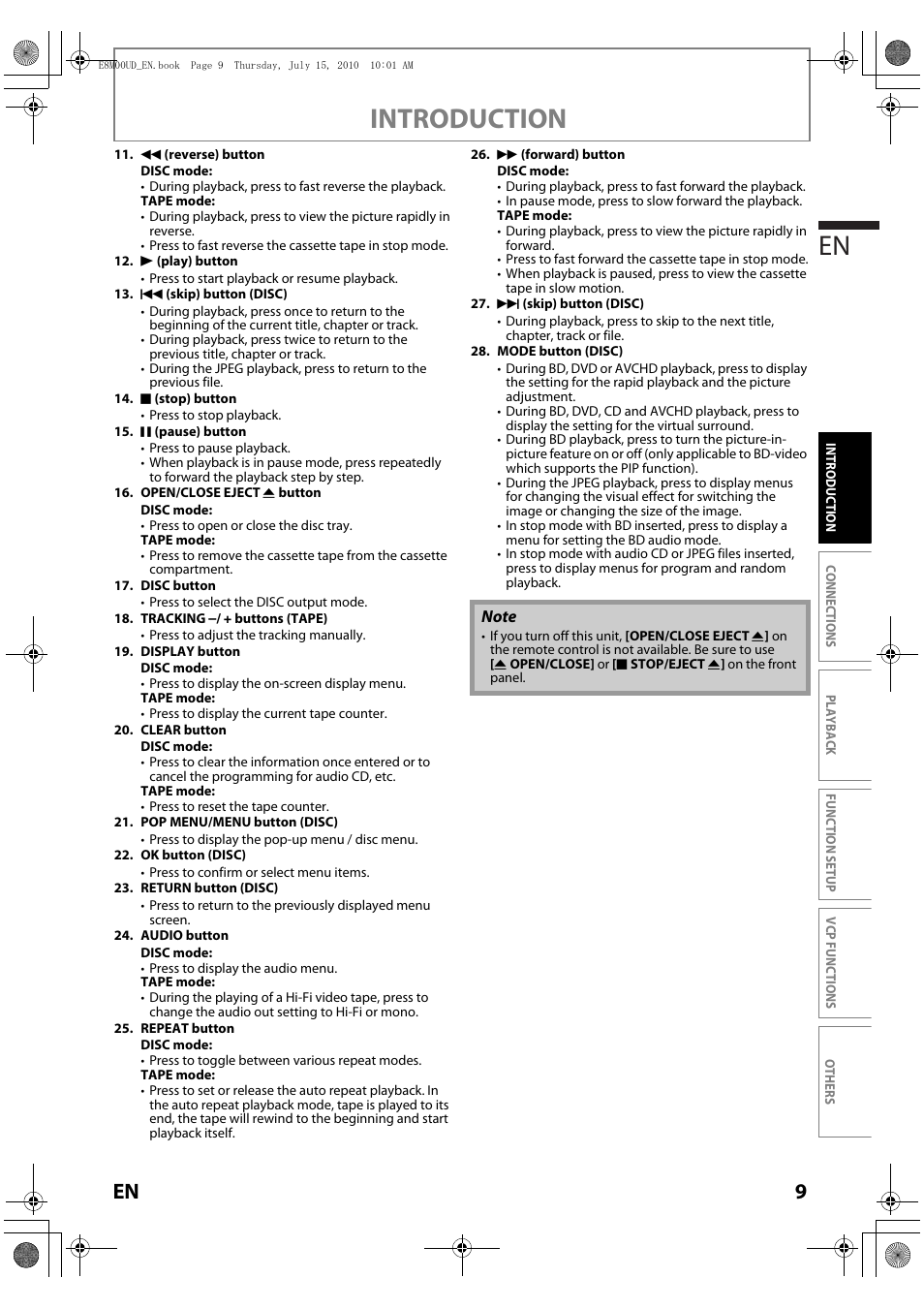 Introduction en | Philips Magnavox MBP110V/F7 User Manual | Page 9 / 48