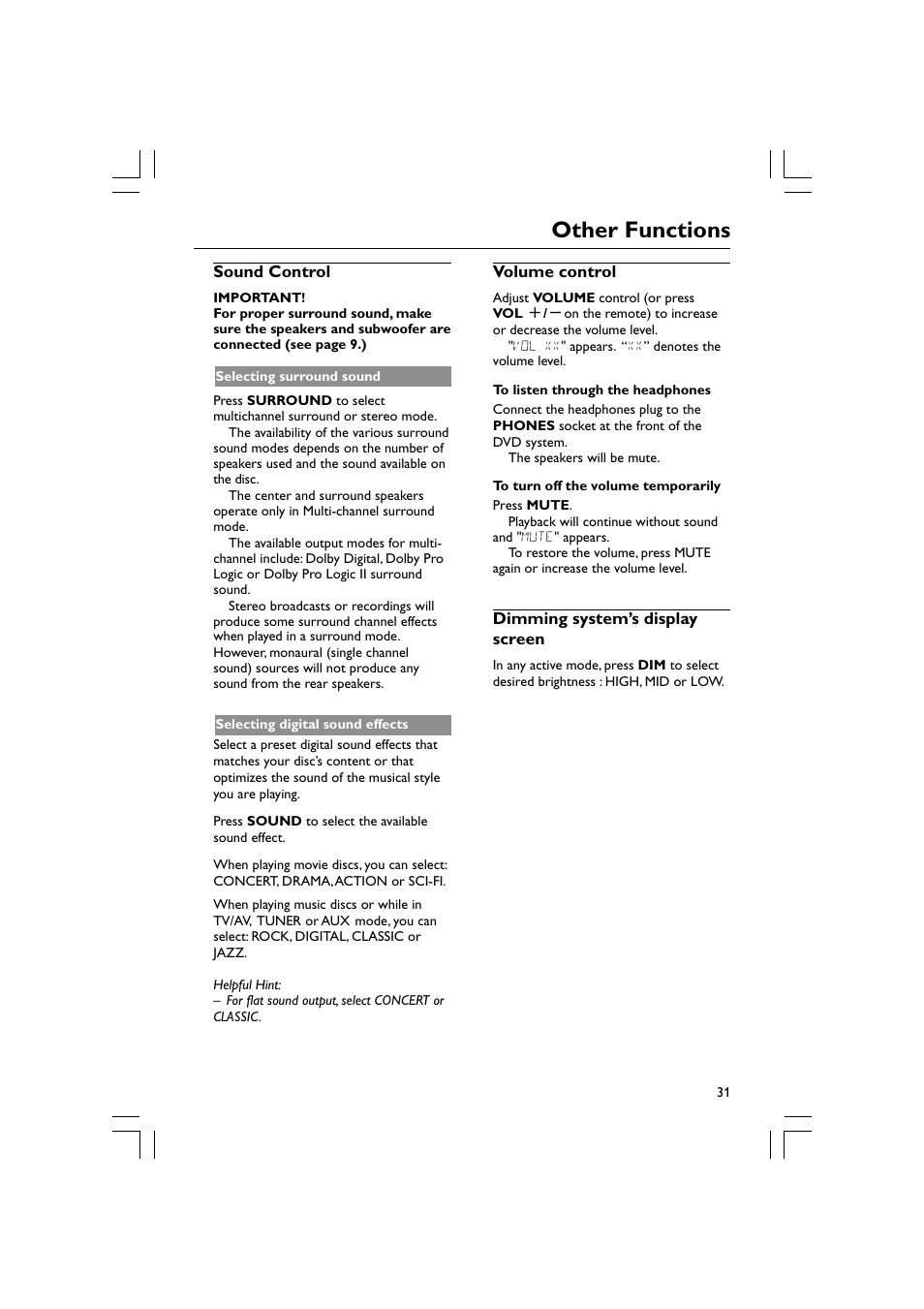 Other functions | Philips Magnavox mrd120 User Manual | Page 31 / 40