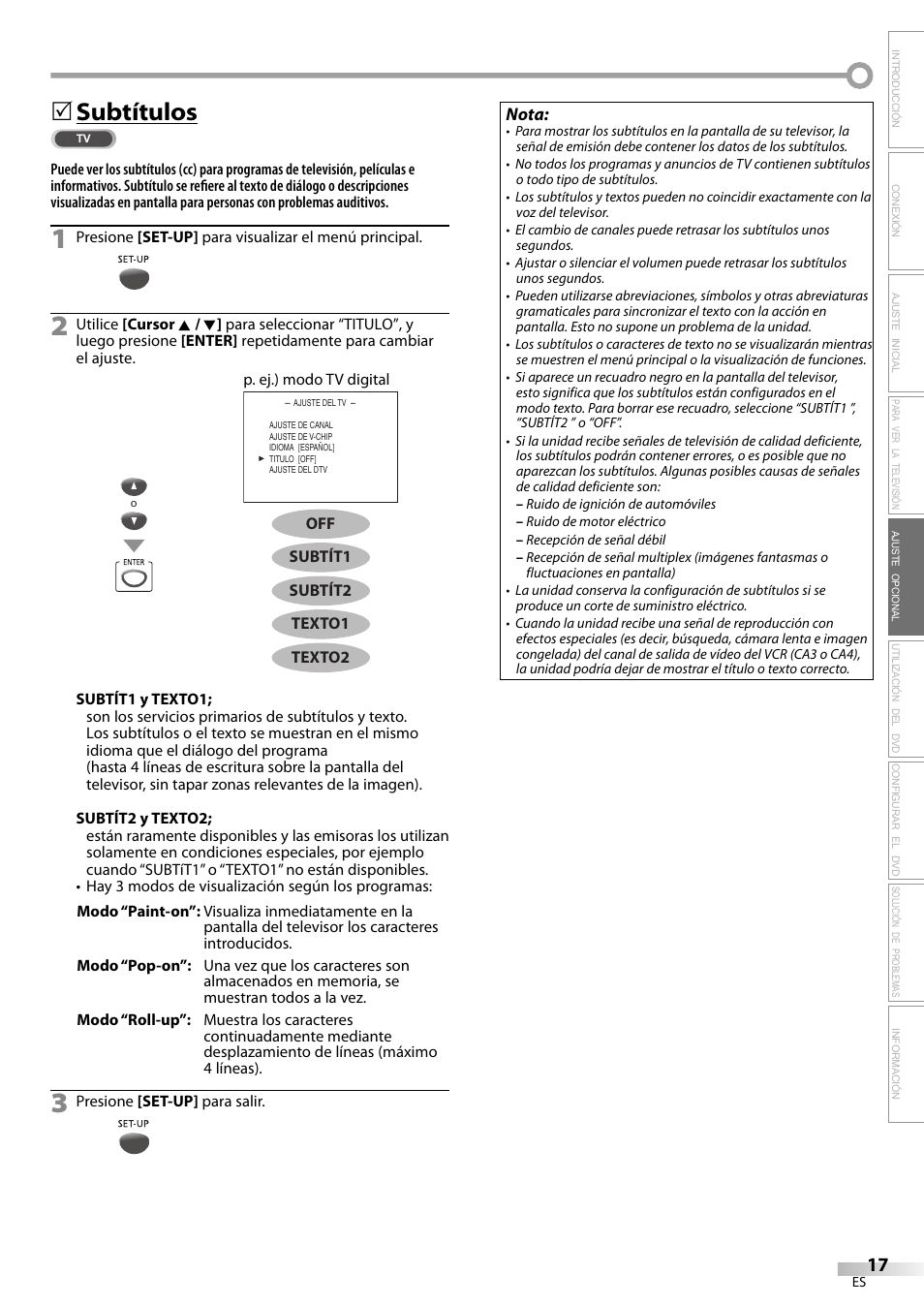Subtítulos | Philips Magnavox sdtv CD130MW9 User Manual | Page 65 / 90