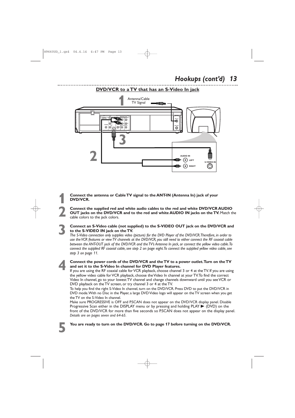Hookups (cont’d) 13 | Philips Magnavox MDV540VR User Manual | Page 13 / 80