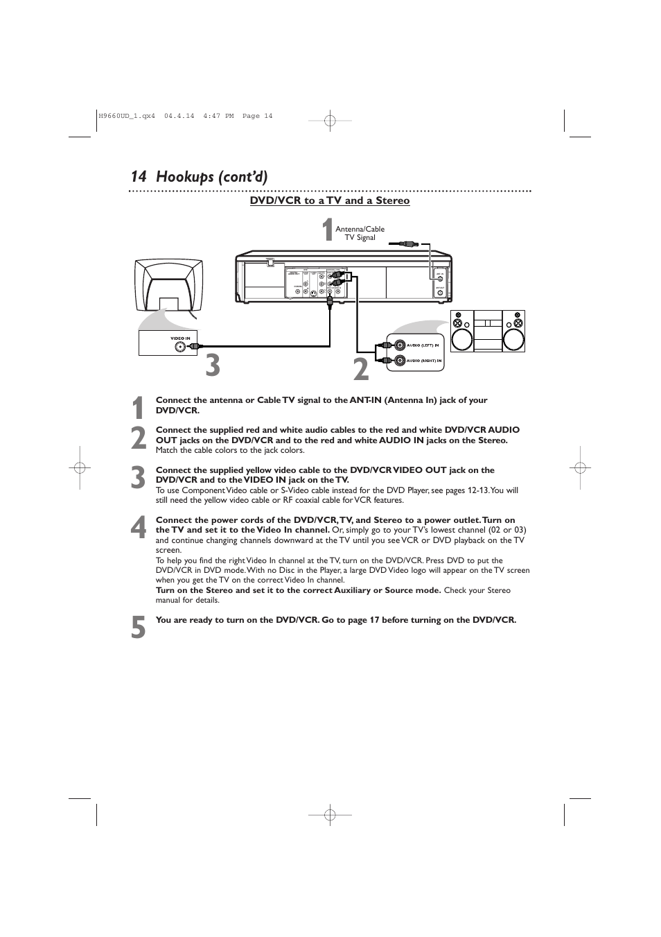 14 hookups (cont’d) | Philips Magnavox MDV540VR User Manual | Page 14 / 80