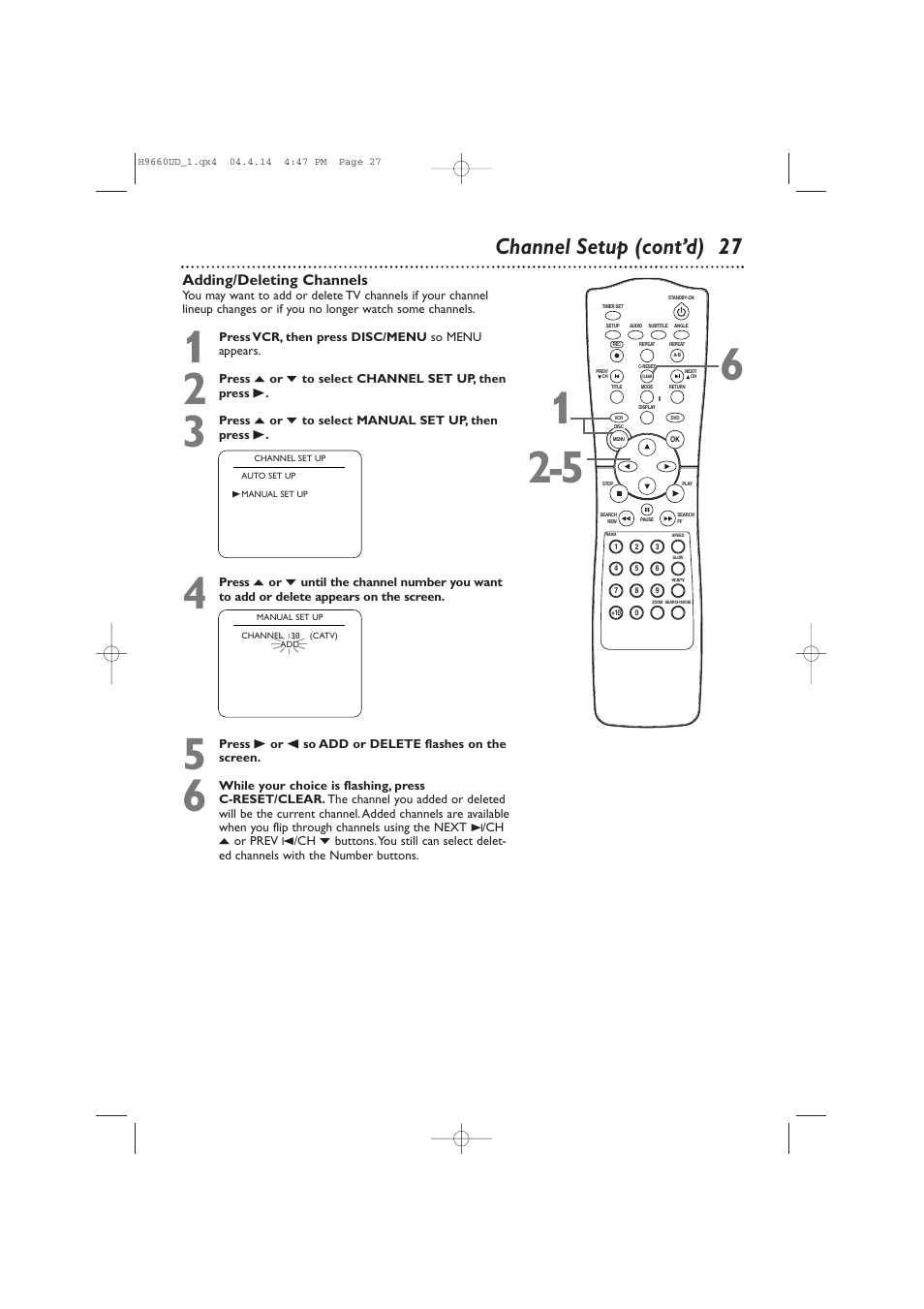Channel setup (cont’d) 27 | Philips Magnavox MDV540VR User Manual | Page 27 / 80