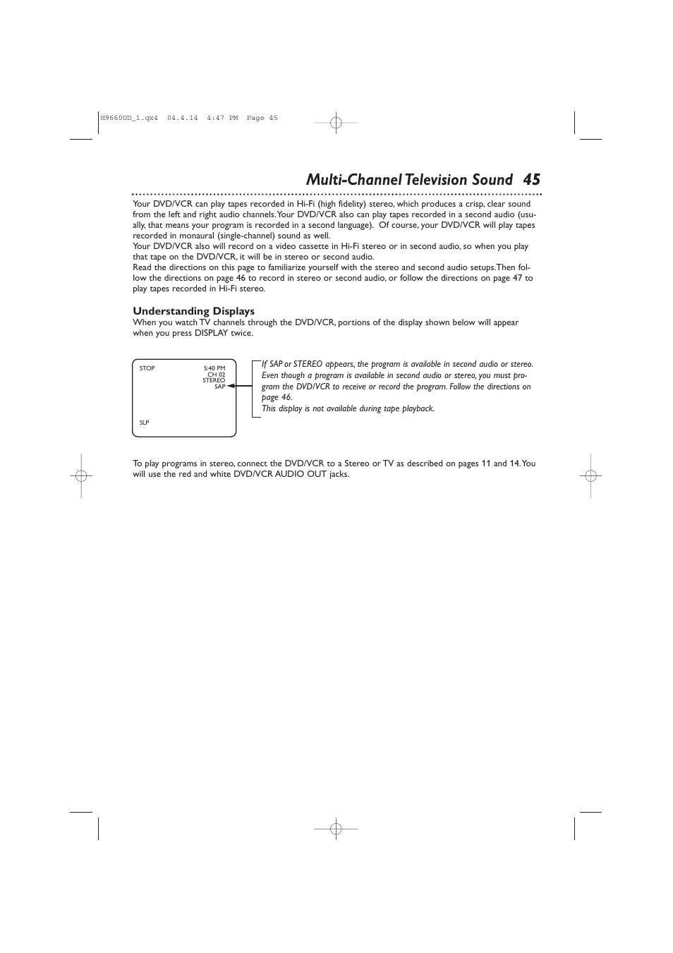 45 multi-channel television sound 45 | Philips Magnavox MDV540VR User Manual | Page 45 / 80