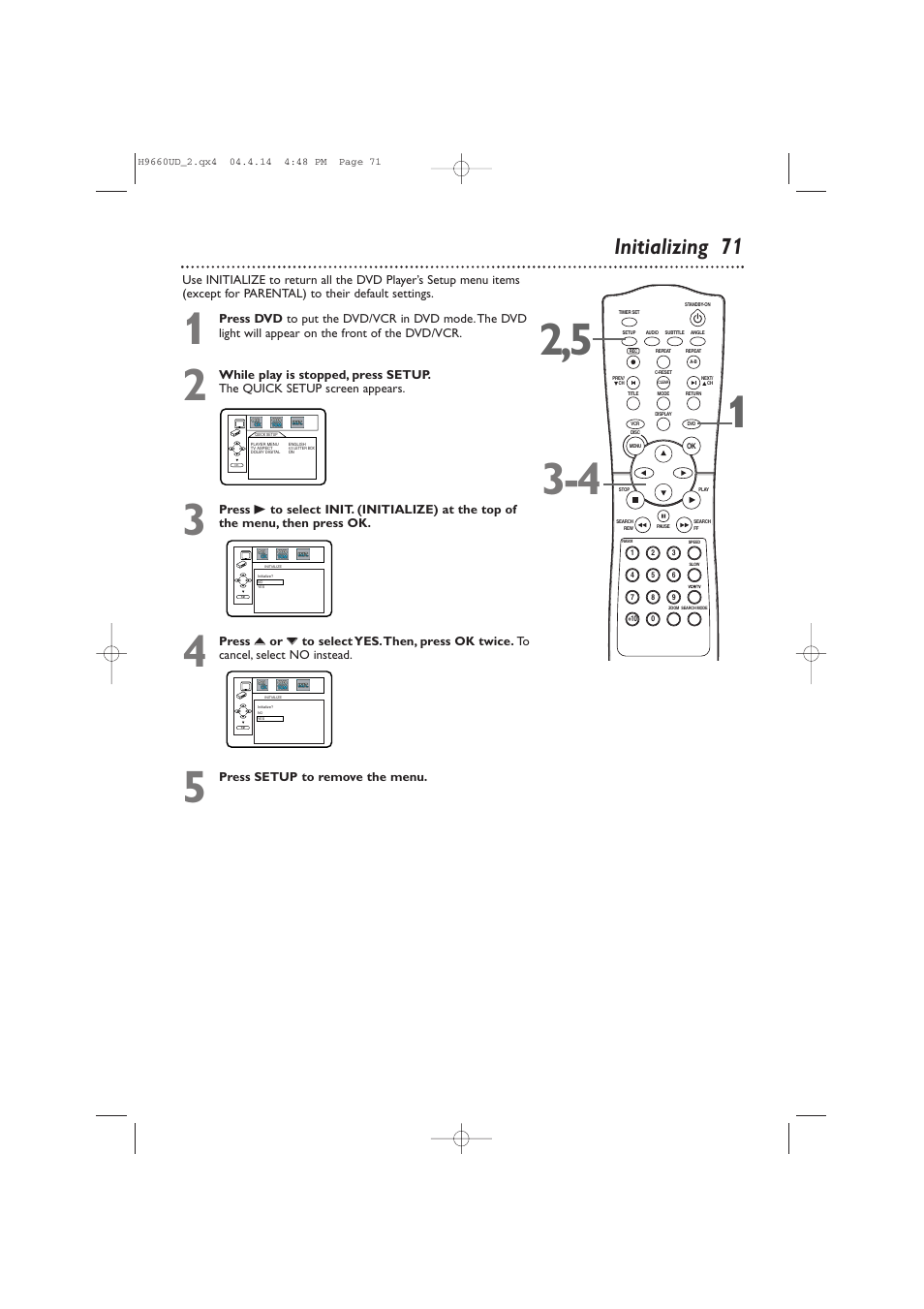 Initializing 7 1 | Philips Magnavox MDV540VR User Manual | Page 71 / 80