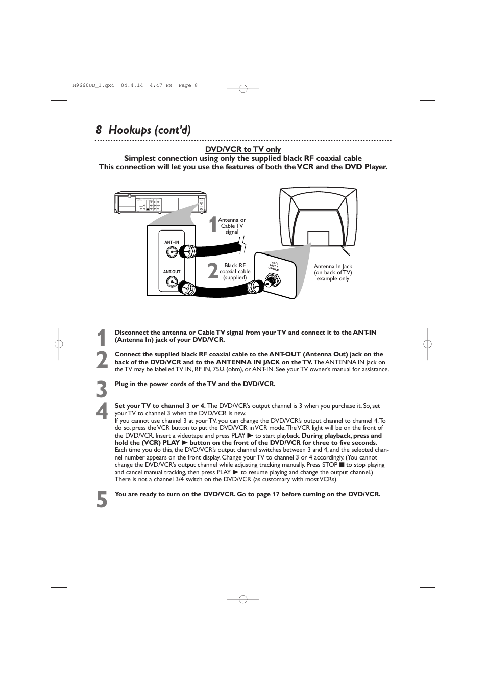 8 hookups (cont’d) | Philips Magnavox MDV540VR User Manual | Page 8 / 80