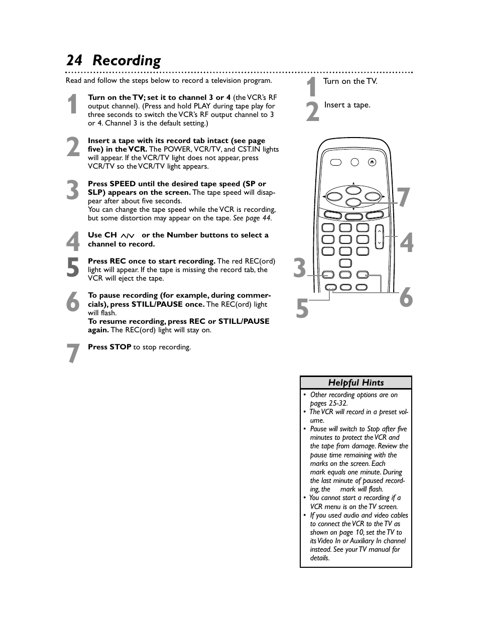 24 recording | Philips Magnavox MVR650MG/17 User Manual | Page 24 / 48