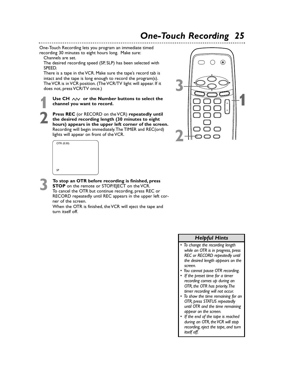 One-touch recording 25 | Philips Magnavox MVR650MG/17 User Manual | Page 25 / 48