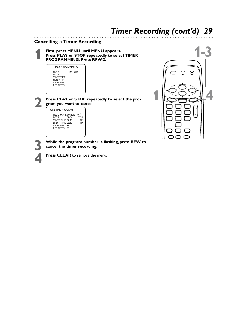 Timer recording (cont’d) 29 | Philips Magnavox MVR650MG/17 User Manual | Page 29 / 48