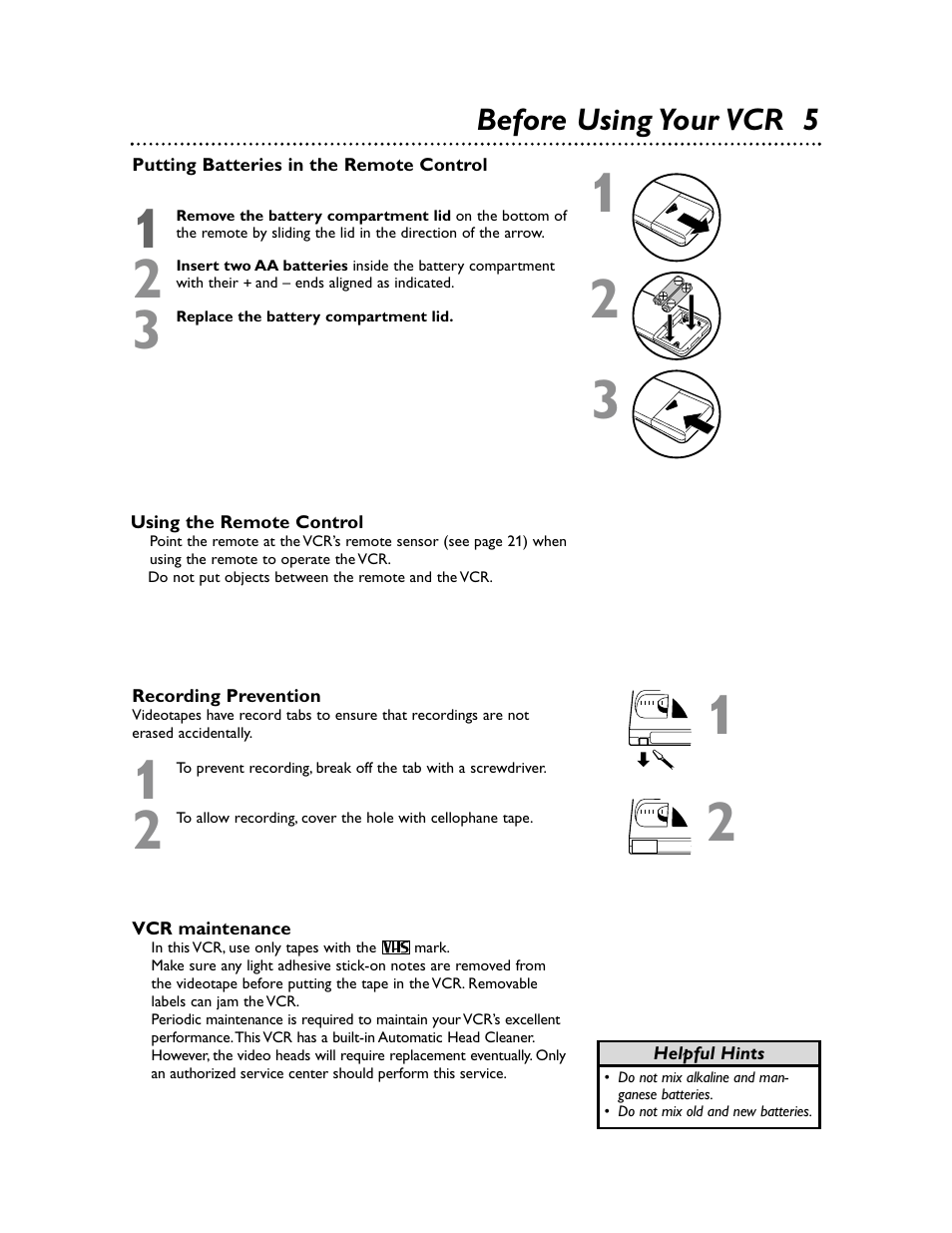 Before using your vcr 5 | Philips Magnavox MVR650MG/17 User Manual | Page 5 / 48