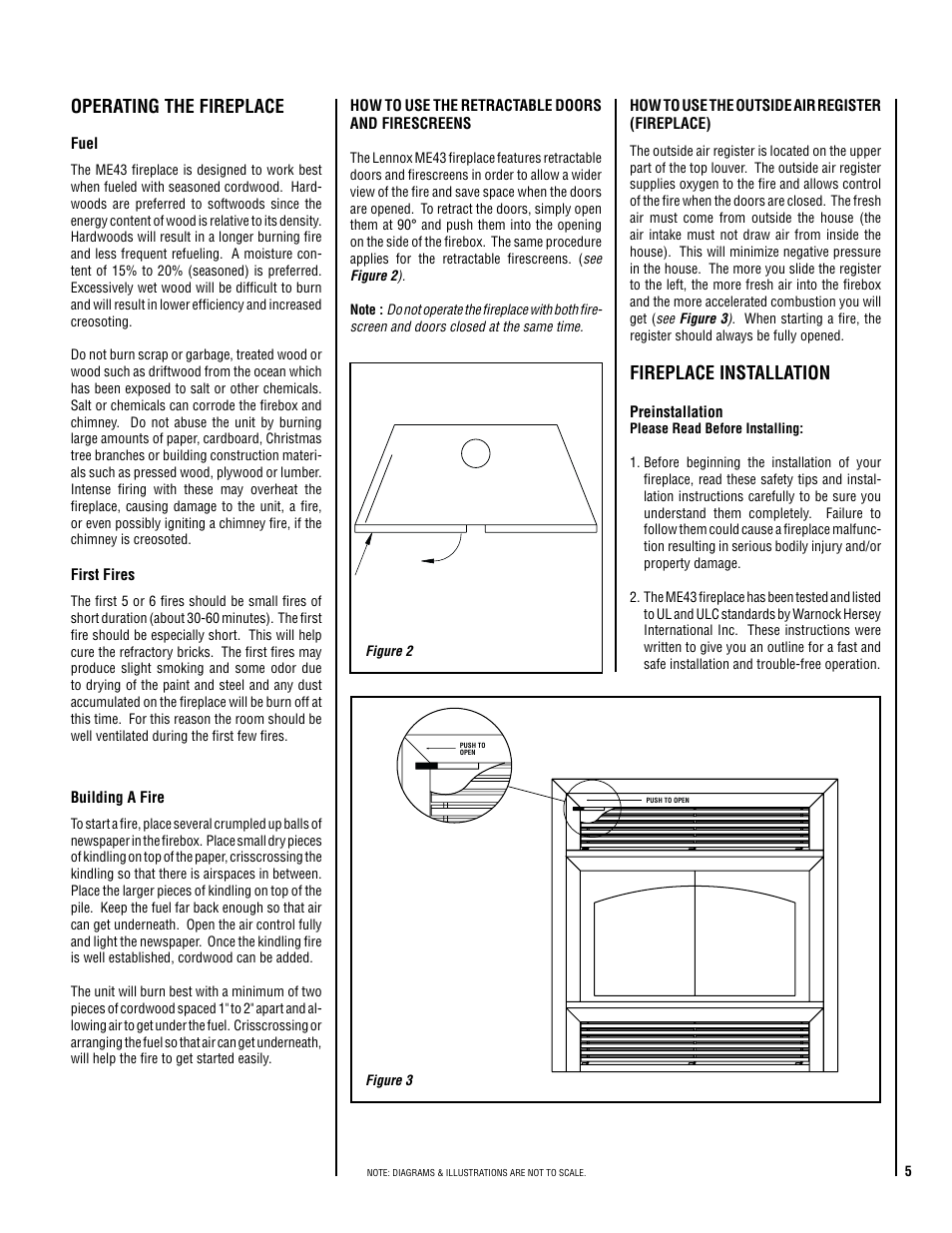 Operating the fireplace, Fireplace installation | Philips Magnavox ELITE ME43BKSP User Manual | Page 5 / 24