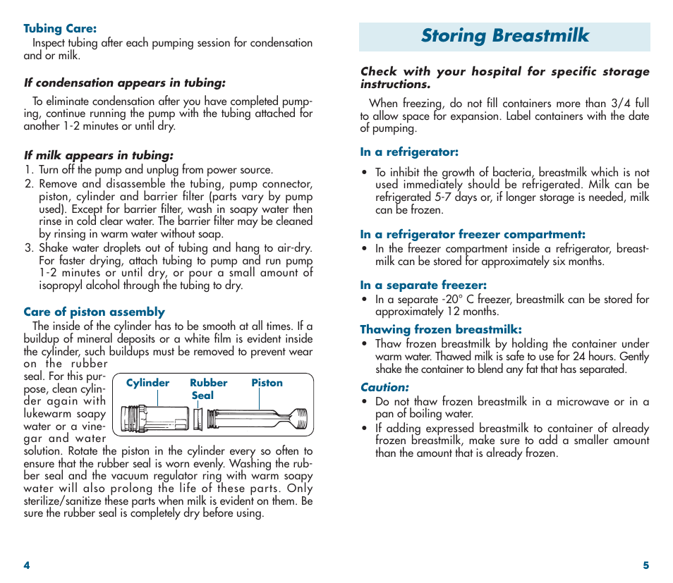 Storing breastmilk | Medela Classic Breastpump User Manual | Page 4 / 13