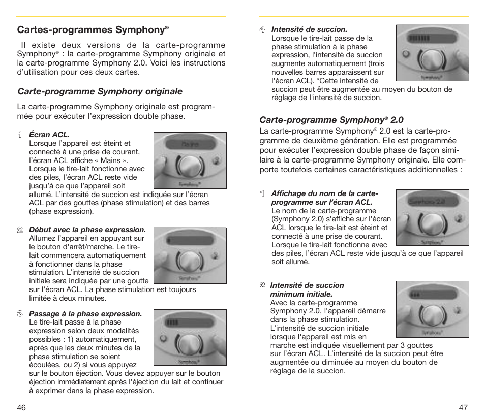 Cartes-programmes symphony | Medela Symphony breastpump User Manual | Page 26 / 32