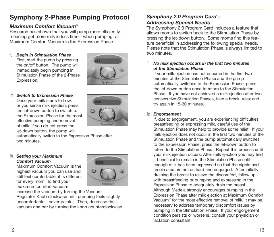 Symphony 2-phase pumping protocol | Medela Symphony breastpump User Manual | Page 8 / 32