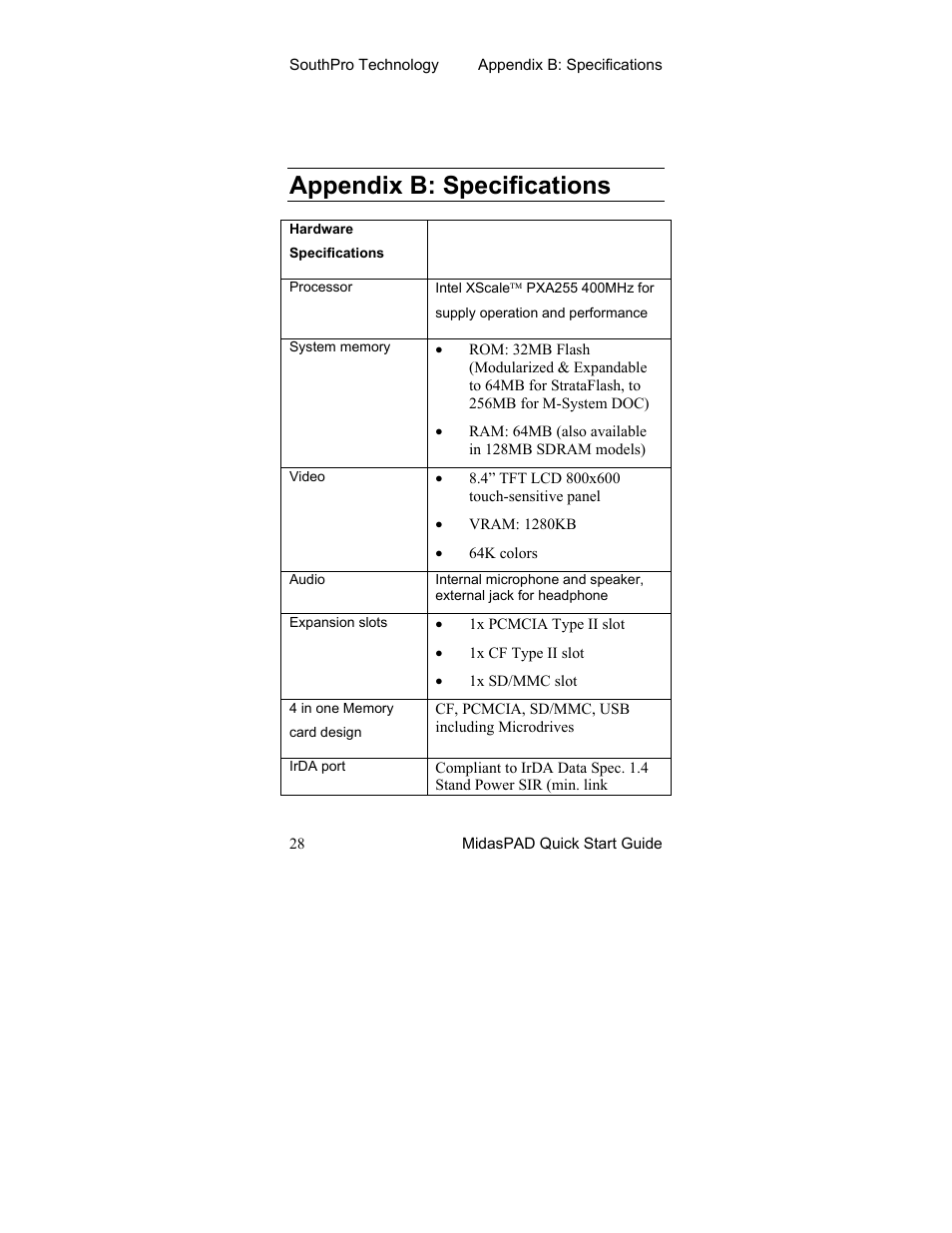 Appendix b: specifications | Midas Consoles Tablet User Manual | Page 32 / 36