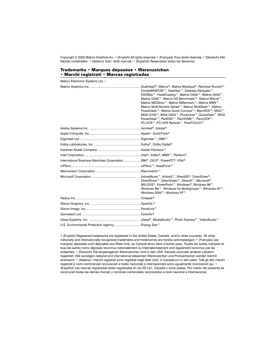 Matrox Electronic Systems LE G450 User Manual | Page 65 / 67