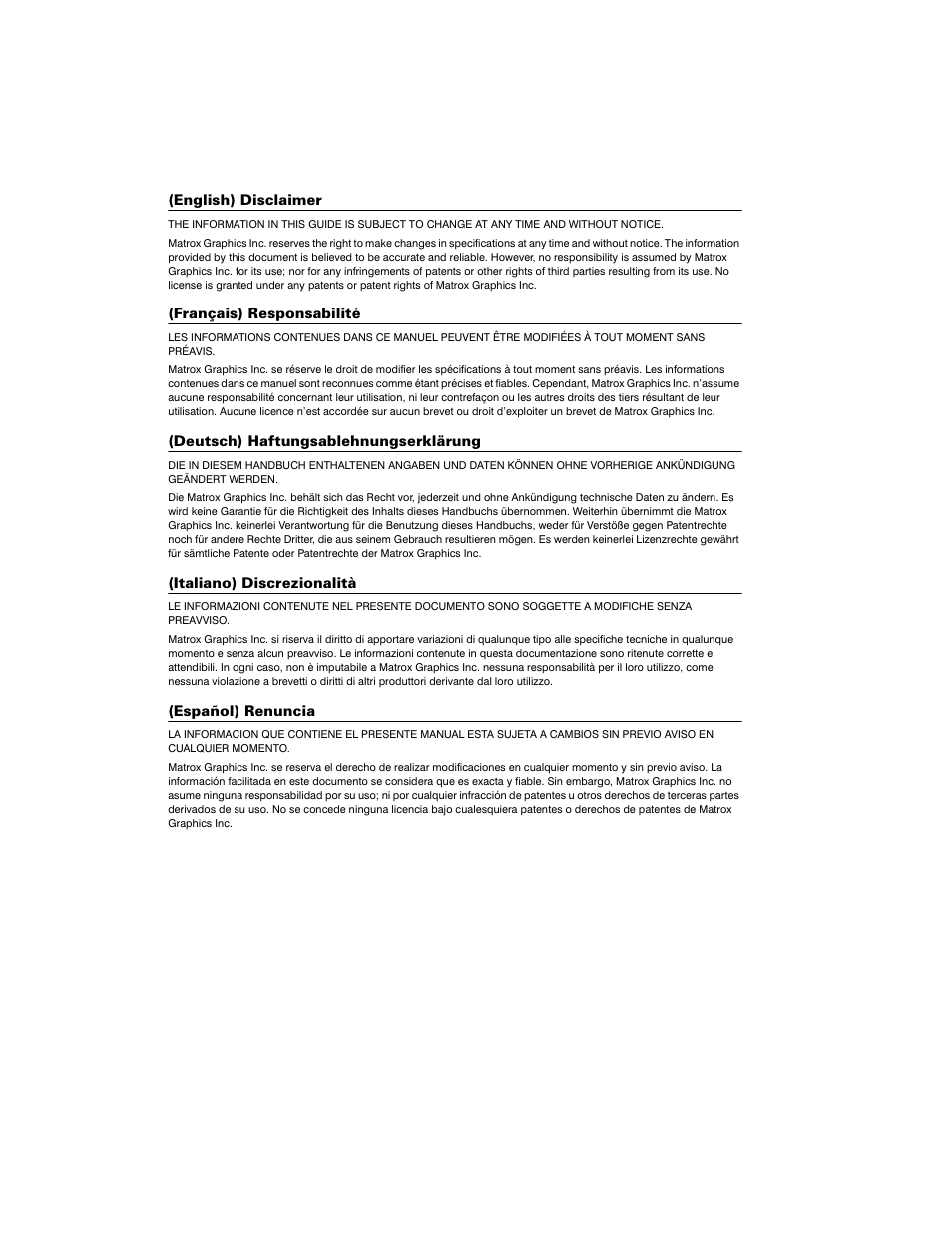 Matrox Electronic Systems LE G450 User Manual | Page 66 / 67