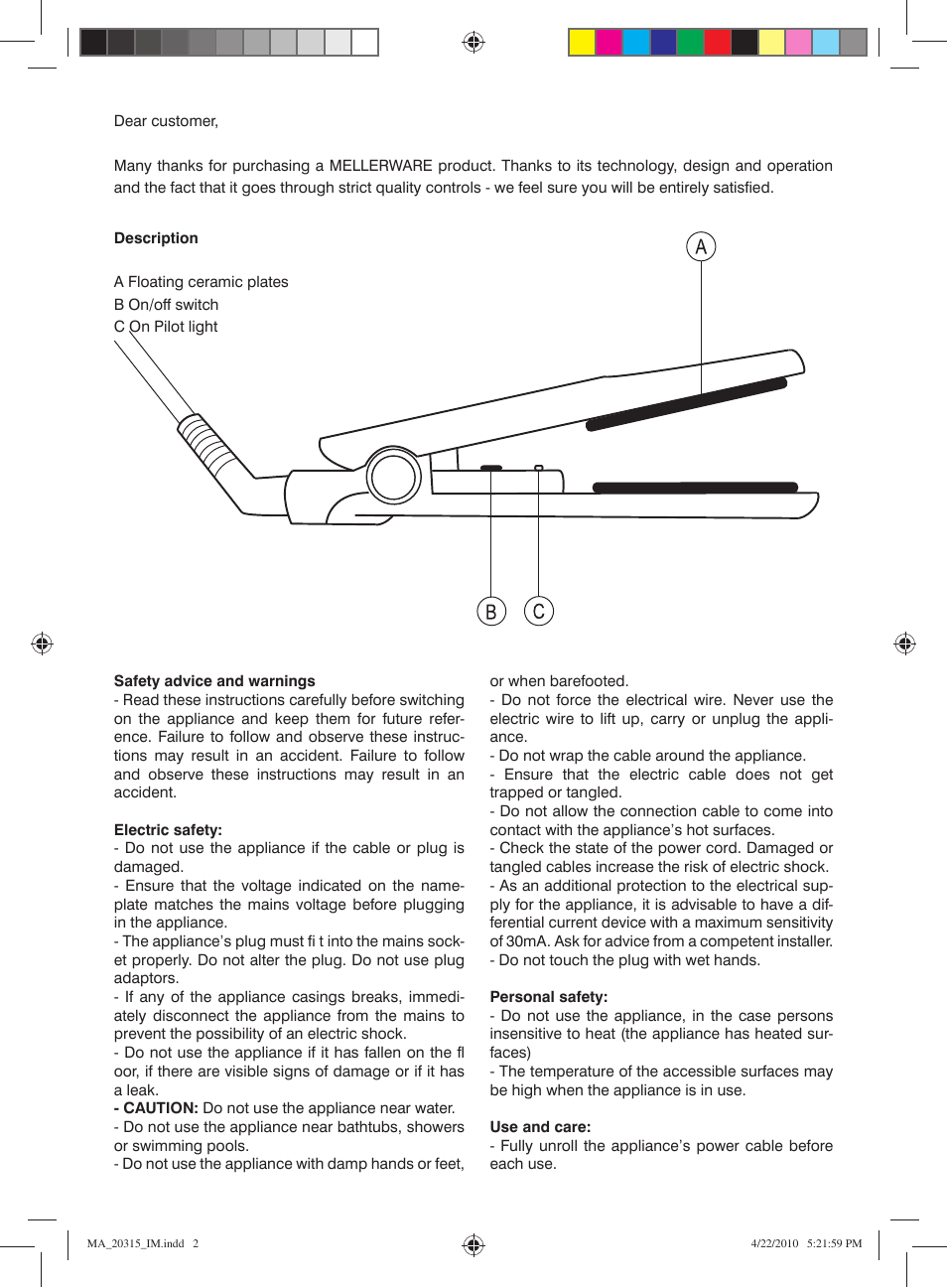 Mellerware MARCO ALDANY MA203152 0 W User Manual | Page 2 / 4