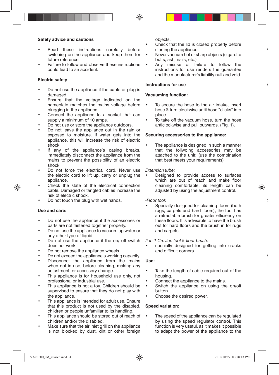 Mellerware EXECUTIVE VAC18001800W User Manual | Page 4 / 7