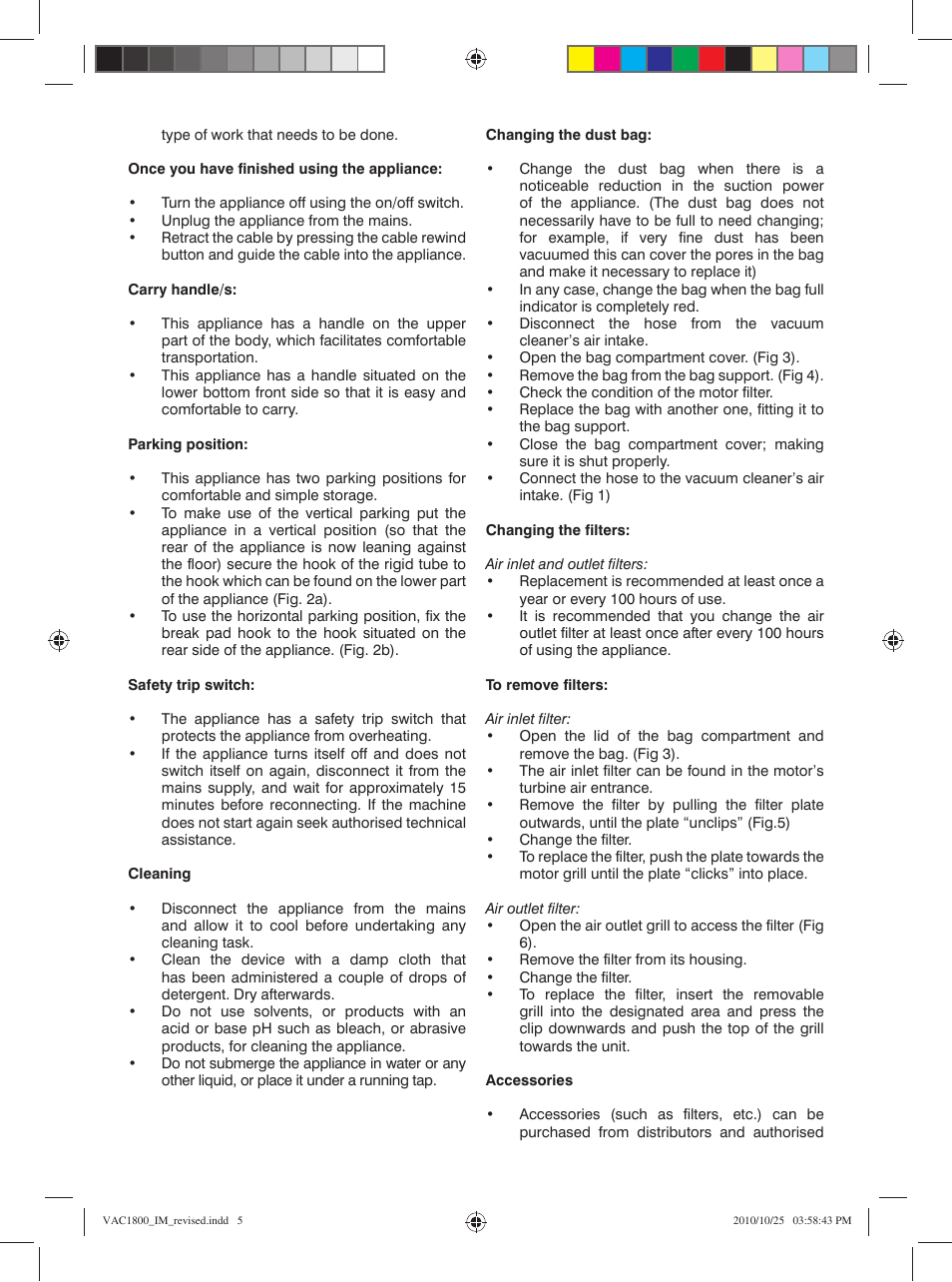 Mellerware EXECUTIVE VAC18001800W User Manual | Page 5 / 7