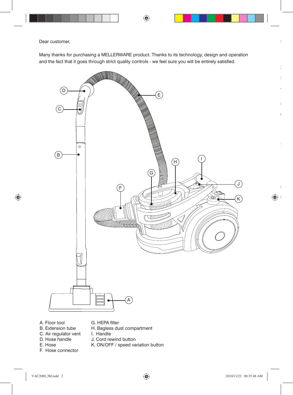 Mellerware VAC20002000W User Manual | Page 2 / 6