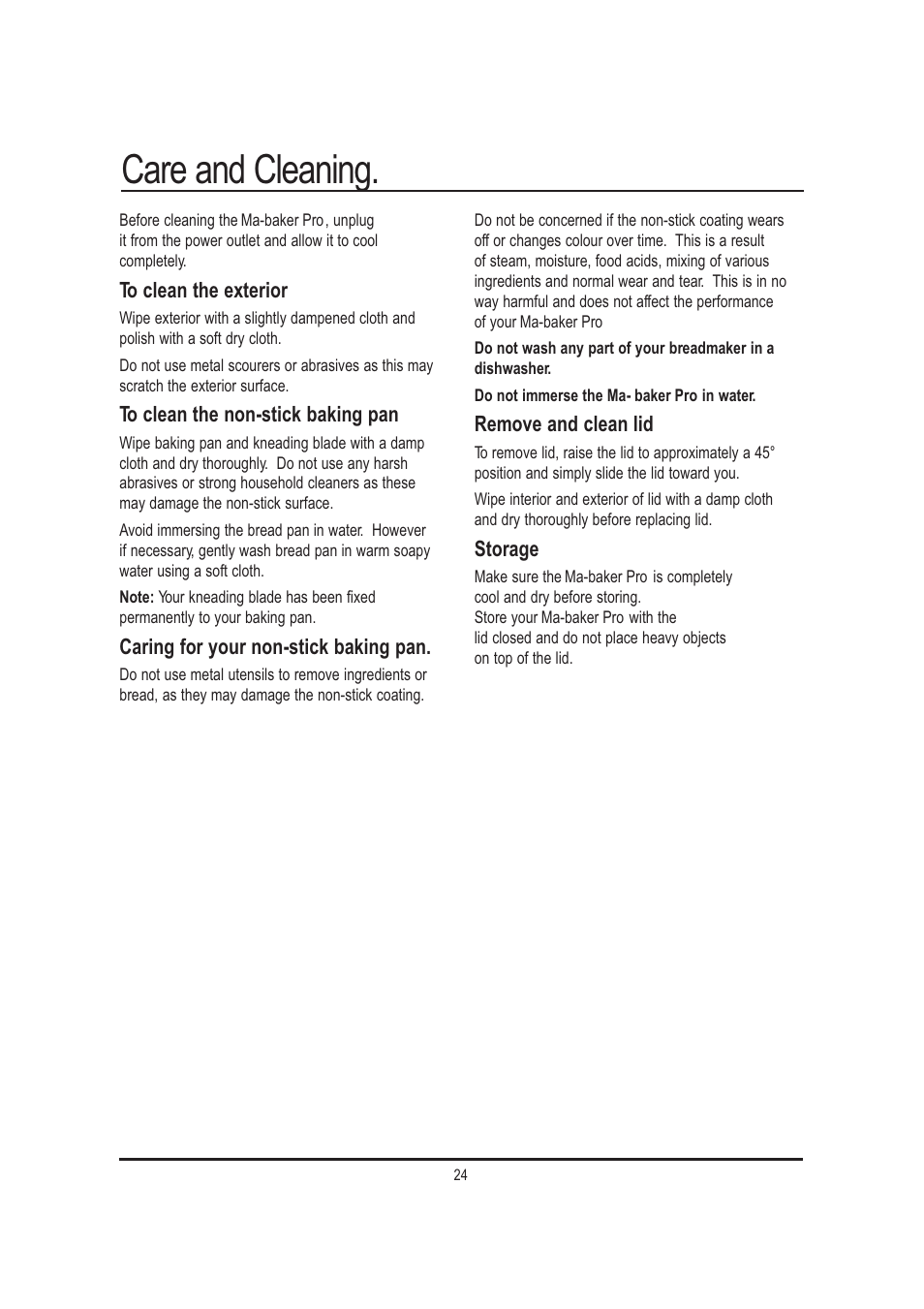 Care and cleaning | Mellerware 26550550W User Manual | Page 24 / 81