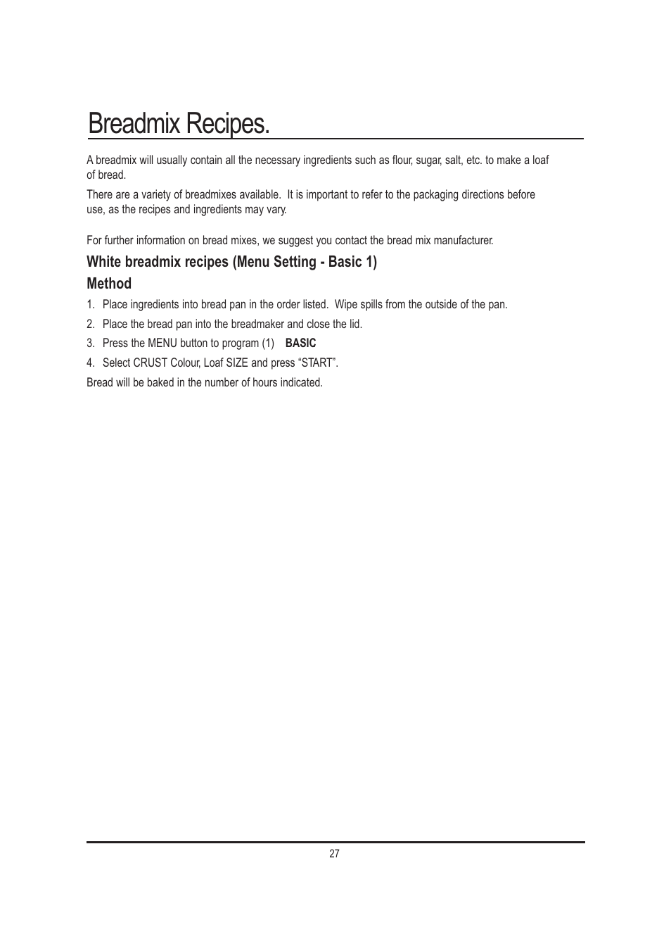 Breadmix recipes | Mellerware 26550550W User Manual | Page 27 / 81