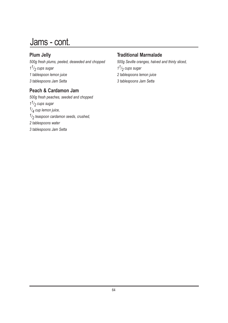 Jams - cont | Mellerware 26550550W User Manual | Page 64 / 81