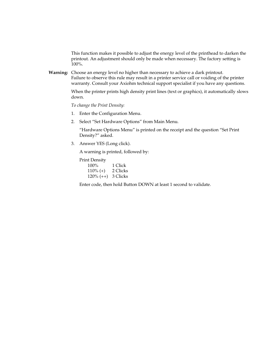 Print density and density of receipt print lines | M-S Cash Drawer A794 User Manual | Page 35 / 147
