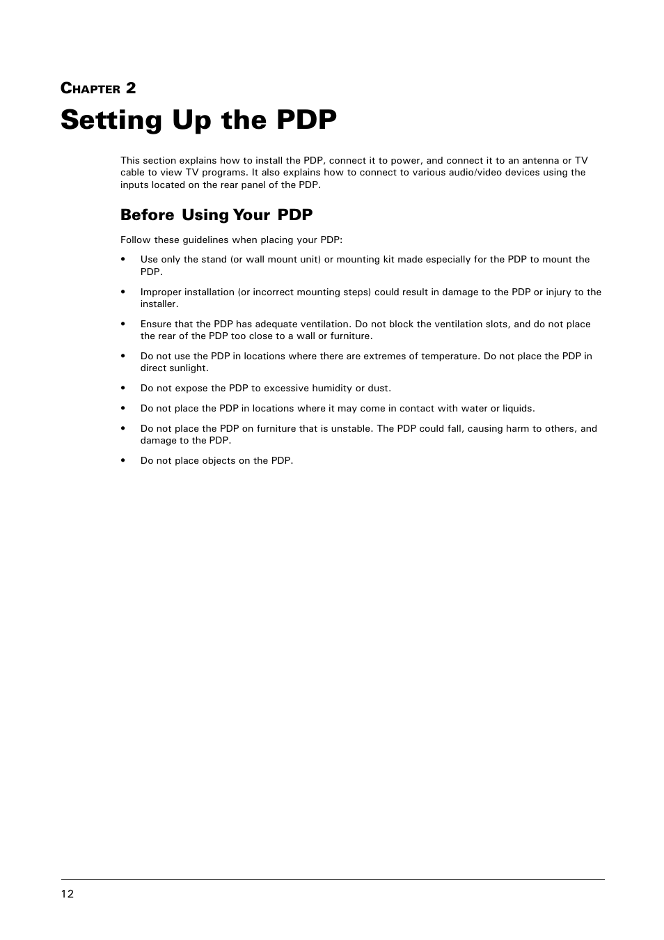 Setting up the pdp, Before using your pdp | Microtek MHP1-HD User Manual | Page 12 / 48