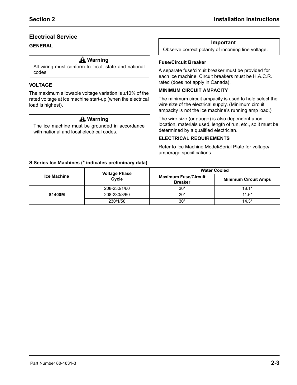 Manitowoc Ice S1400M User Manual | Page 11 / 38