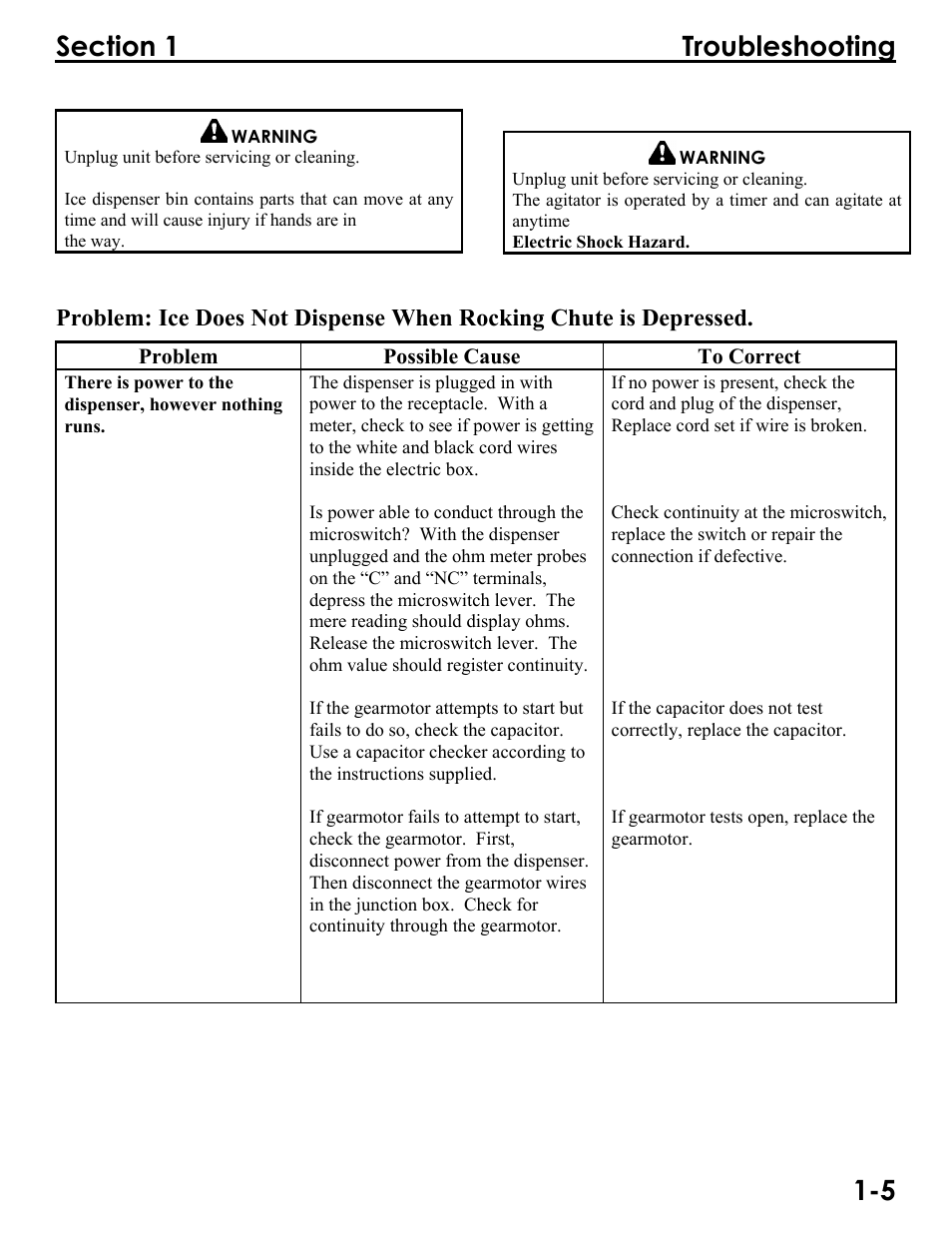 Problem possible cause to correct | Manitowoc Ice Q300 User Manual | Page 9 / 45