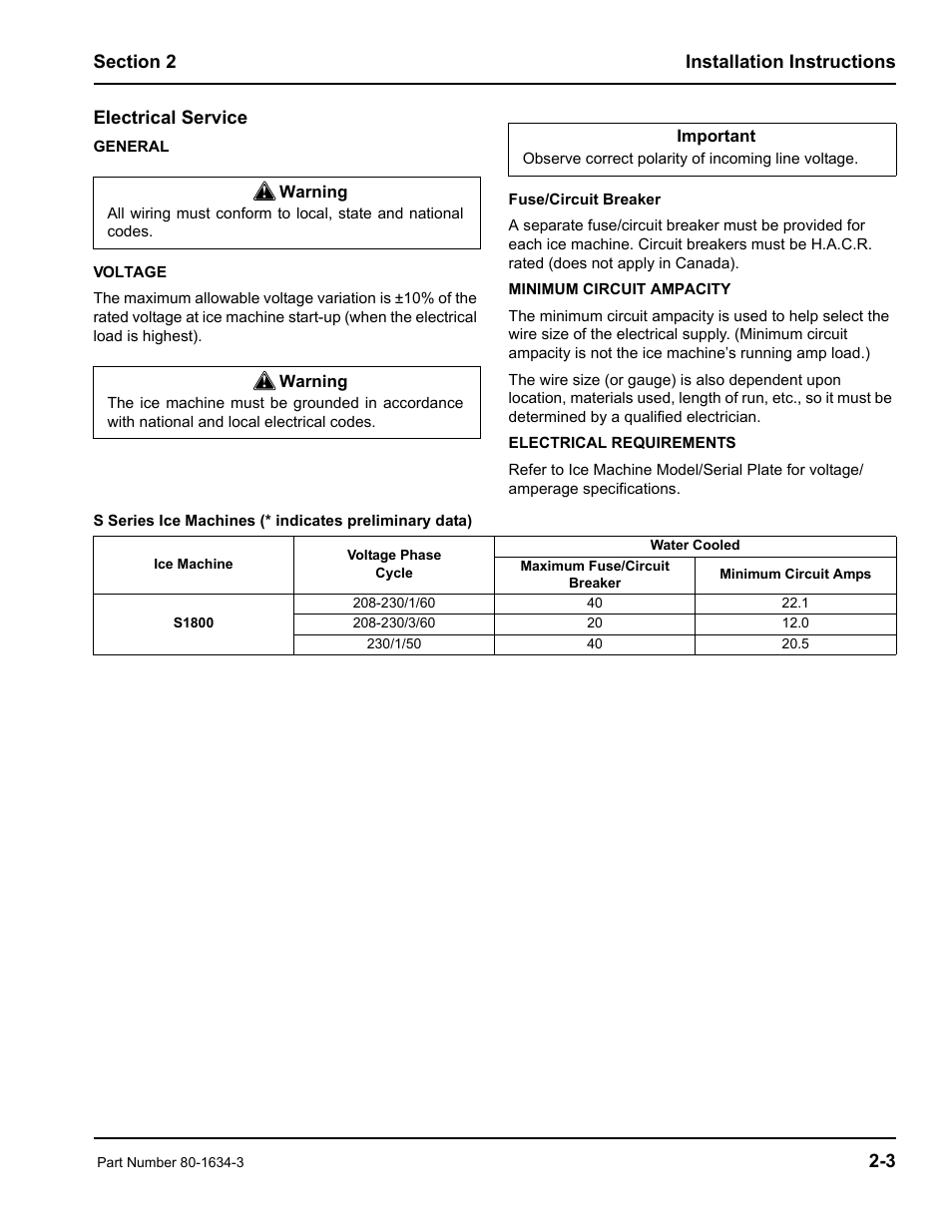 Manitowoc Ice MARINE MODEL S1800 User Manual | Page 13 / 100