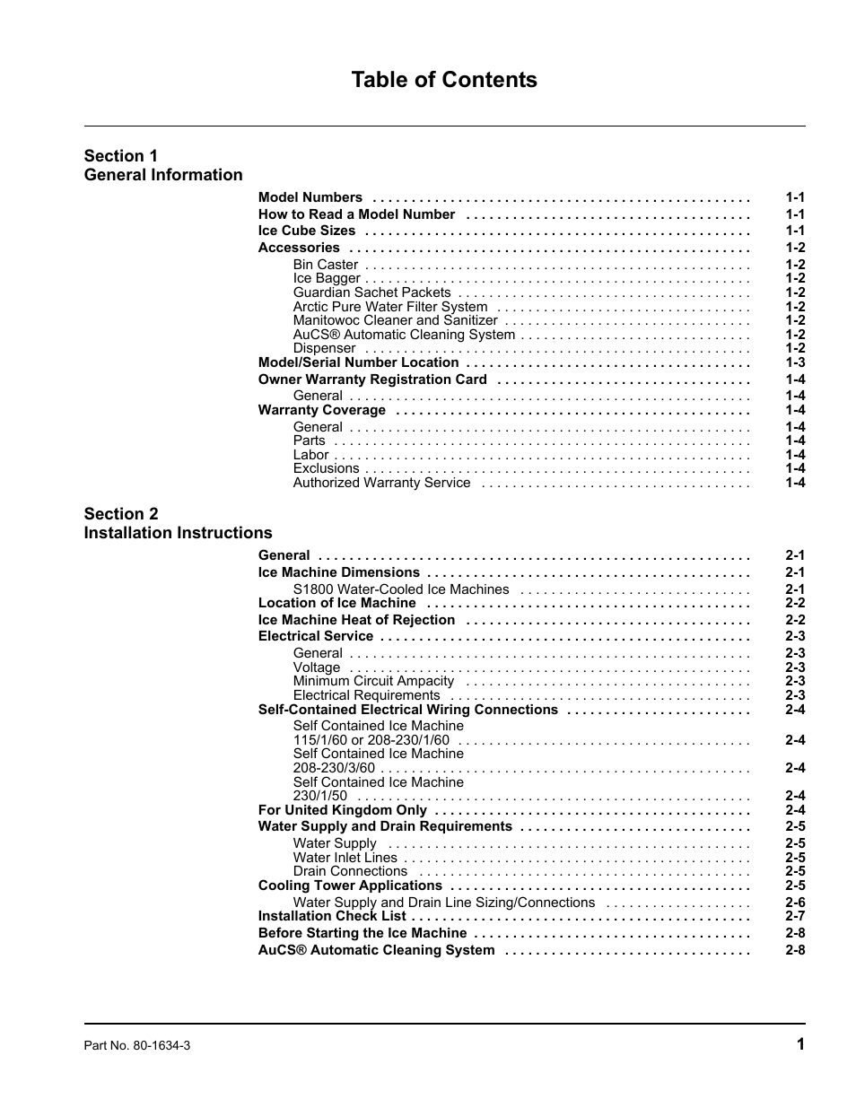 Manitowoc Ice MARINE MODEL S1800 User Manual | Page 3 / 100